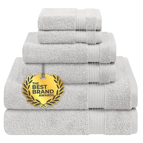 Cotton Paradise 100% Cotton 6 Piece Bath Towels for Bathroom - 6 Piece Bath Towels - Silver Gray - Image 1