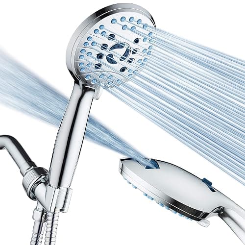 AquaCare High Pressure 8-mode Handheld Shower Head - Anti-clog Nozzles, Built-in Power Wash to Clean Tub, Tile & Pets, Extra Long 6 ft. Stainless Steel Hose, Wall & Overhead Brackets - Image 1