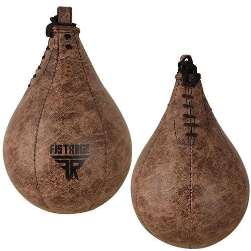 FISTRAGE Speed Ball Boxing Bag Leather MMA Muay Thai Training Punching Dodge Striking Kit with Free Hanging Swivel Workout Speedball Kicking Platform Equipment (Black) thumbnail 5