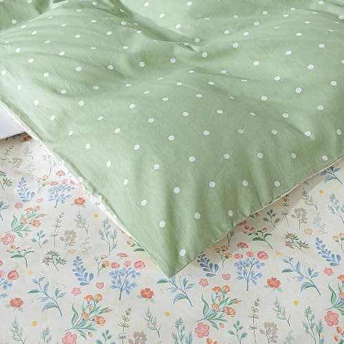 HoneiLife Duvet Dover Queen Size - 100% Cotton Bedlinen Set, Floral Comforter Cover with Zipper Closure & Corner Ties, 3-PC Wildflower Comforter Cover Sets thumbnail 7