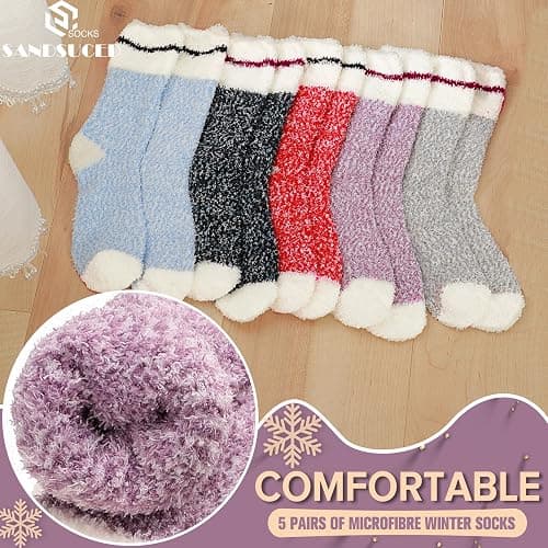 Womens Fuzzy Socks Fluffy Slipper Winter Warm Thick Plush Fleece Sleep Soft Home Socks thumbnail 5