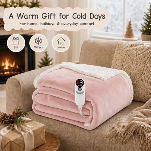 Soypipo Electric Heated Blanket 72"x84", 9 Heat Settings 10-Hour Auto-Off | Soft Flannel with Overheat Protection, Full Size Pink, Machine Washable, Fast Heating, Winter Comfort, for Couch & Bed thumbnail 9