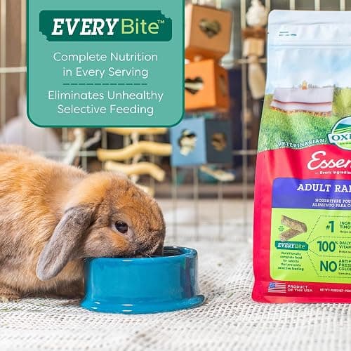 Oxbow Essentials Rabbit Food, Adult, Made with Oxbow Timothy Hay for Rabbit, Pet Pellets with Vitamins & Minerals, Small Animal Pet Products, Bunny Food, Made in USA, High Fiber, 25 lb. bulk bag thumbnail 4