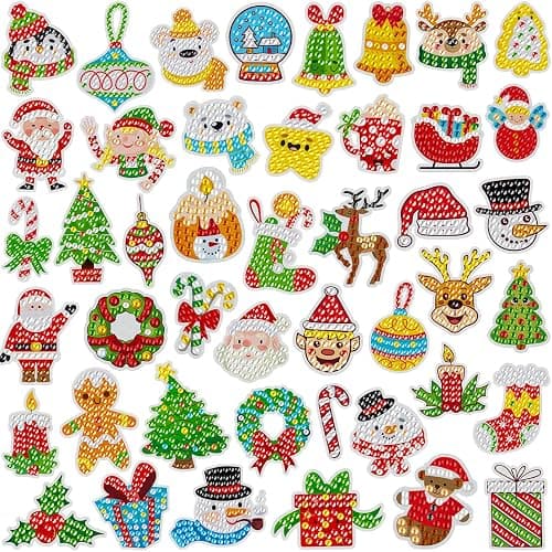 Labeol Diamond Art Kits for Kids Boys and Girls Ages 6-8-10-12 Easy to DIY Creative Diamond Art Sticker Craft by Numbers Kits for Kids and Adult Beginners (Christmas) - Image 1
