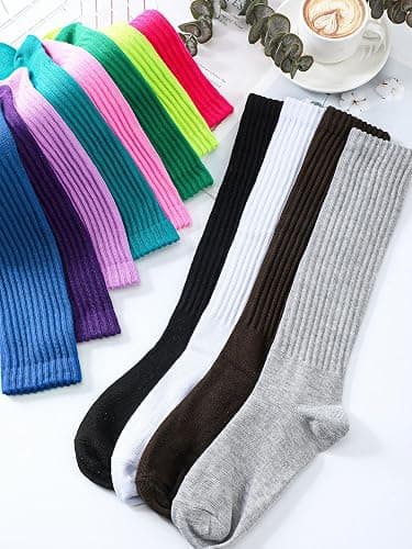 Fourluoo 12 Pairs Women Slouch Socks Bulk Cotton Scrunch Stacked Boot Socks for Women Girls thumbnail 7