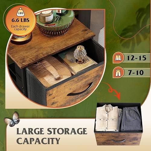 WLIVE Dresser with 4 Drawers, Fabric Storage Tower, Organizer Unit for Bedroom, Hallway, Entryway, Closets, Sturdy Steel Frame, Wood Top, Easy Pull Handle, Rustic Brown Wood Grain Print thumbnail 4