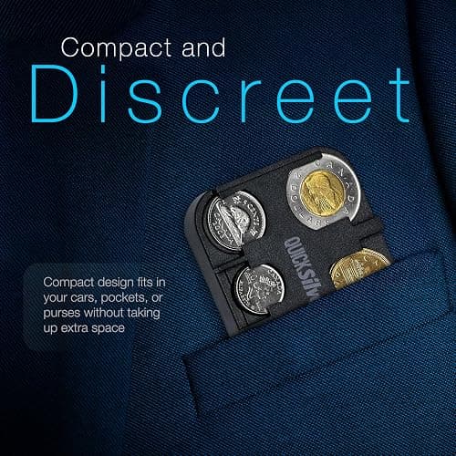 Merangue Quick Silver Coin Dispenser, Coin Holder for Canadian Coins, Car Accessories for Clutter-Free Storage, Alternative to Coin Purse for Automotive Vehicles, Pockets, or Purses, Black thumbnail 3