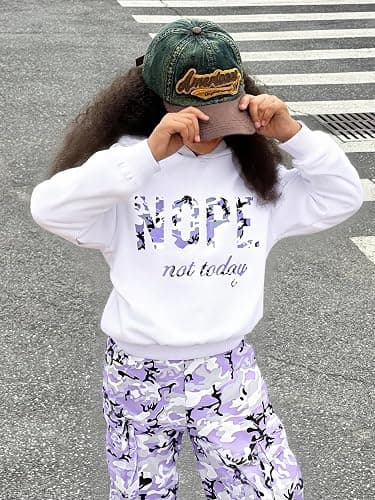 Vitalique Girls Clothes Little Girl Outfits Letter Print Hooded Sweatshirt Cargo Pants 2PCS Girls Clothing thumbnail 2