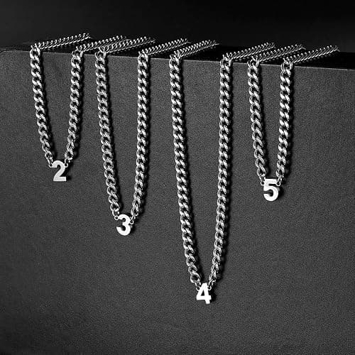Lydow Number Necklace for Men Boys Athletes, Stainless Steel Chain Football Soccer Basketball Baseball 0-99 Birthday Gifts Jewelry 18+2Inches thumbnail 5