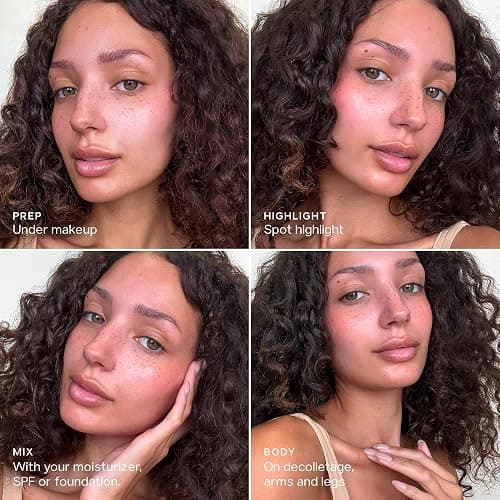Saie Glowy Super Gel - Hydrating Makeup Primer and Illuminating Glow Serum Enriched with Vitamin C and Squalane Oil - All-Over Liquid Highlighter Makeup for Instant Glass Skin - Sunglow (1 oz) thumbnail 7