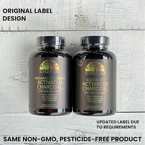 Schizandu Activated Coconut Charcoal Capsules – Vegan, Organic, Non-GMO, No Additives – 210 Count, X-Large Bottle thumbnail 4