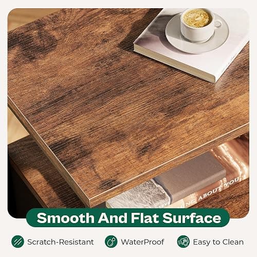 Huuger Nightstand Set of 2, Night Stand with Fabric Drawer, Mesh Shelf, Side Table with Storage, Fabric Drawer Dresser, Open Shelf, Metal Frame, Bedroom, Rustic Brown - 2 - Rustic Brown thumbnail 8