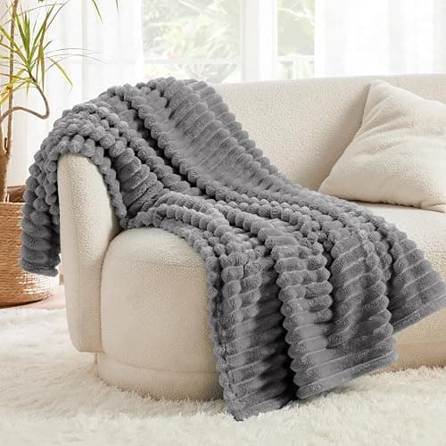 Bedsure GentleSoft Frost Gray Fleece Blanket for Couch - Cozy Soft Blankets for Women, Cute Small Throws for Girls, 50x60 Inches thumbnail 2