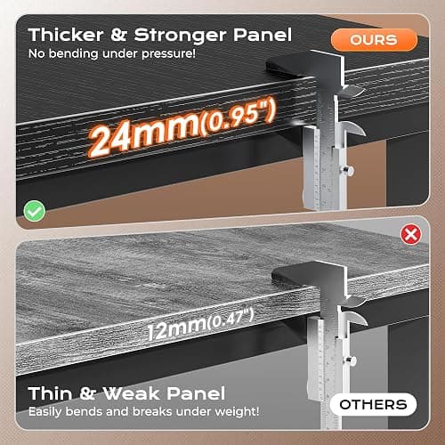 Huuger 55 x 24 inch Desk with Power Outlets & USB-C, Deeper & Thicker Desktop, Robust Metal Tubes, Computer Desk, Heavy Duty Office Desk, Work Gaming Desk for Home Office, Black thumbnail 5