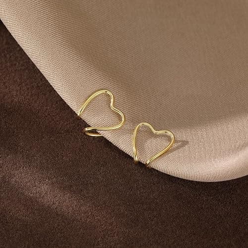 Reffeer Solid 925 Sterling Silver Heart No Piercing Earrings for Women Teens Heart Ear Cuff Earrings Clip on Earrings thumbnail 6