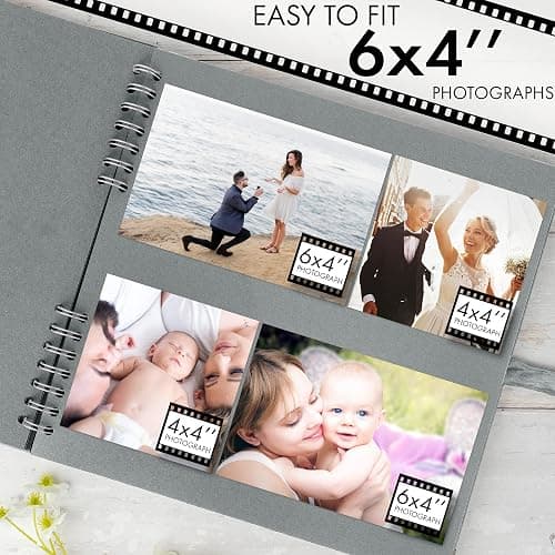 Bstorify Square Scrapbook Photo Albums 80 Pages (11 x 11 Inch) Grey Thick Paper, Hardcover, Ribbon Closure - Ideal for Your Scrapbooking Albums, Art & Craft Projects (Grey, 11 x 11 Inch) thumbnail 5