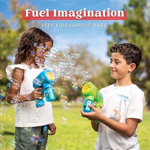 JOYIN 2 Kids Bubble Gun with 2 Bottles Refill Solution, Bubble Machine Gun for Toddlers Kids 4-8, Party Favors, Summer Toy, Outdoors, Easter, Birthday Gift thumbnail 6
