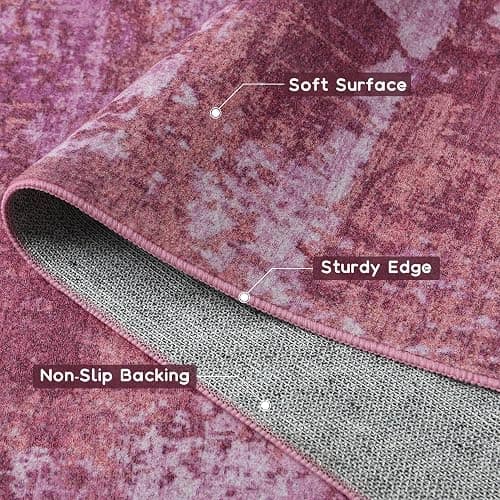 Merelax 6x9 Pink Area Rug for Living Room, Large Washable Boho Abstract Bedroom Rugs, Modern Non Silp Dining Room Playroom Area Rugs, Soft Low Pile Carpet for Office Study thumbnail 7