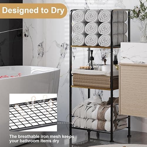 Towel Rack Free Standing 3-Tier M-Shaped Detachable Dividers, Durable Metal Towel Holder for Bathroom, Pool Towel Rack, Space-Saving Towel Storage Organizer, Modern Bath Towel Shelf Patent Pending thumbnail 5