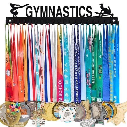 Medal Hanger Display - Wall Mount Steel Rack with 20 Hooks Holds 60+ Medals | 20 Non-Slip Hooks Holds 40 lbs Rust-Proof Easy Mount Black Wall Steel Ideal for Running, Gymnastics & Soccer - Image 1