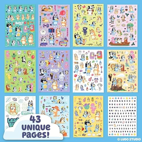 Horizon Group USA Sticker Book with Large and Small Sizes, Kids Stationary for Water Bottle, Notebooks, and Party Favors, Bluey thumbnail 5