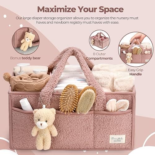 PeraBella Baby Diaper Caddy Organizer with Handle, Boy & Girl Shower Gift Basket, Portable Diaper Storage Basket Bin for Wipes, Newborn Baby Essentials Registry Search Must Haves, Car Caddy Organizer thumbnail 5