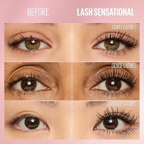 Maybelline Lash Sensational Washable Mascara, Lengthening and Volumizing for a Full Fan Effect, Blackest Black, 1 Count thumbnail 7
