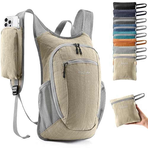 Uselike 10L Small Hiking Backpack Travel Daypack Lightweight Packable Back Pack for Women Men(Beige) - Image 1