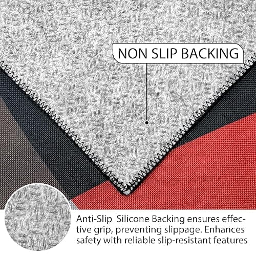 Classical Modern Black and Red Stripe Pattern Area Rug for Living Room 4x6 Outdoor Rug Non Slip&Non-Shedding Low Pile Indoor Large Carpets for Bedroom, Dining Room, Home Office, Bathroom thumbnail 5