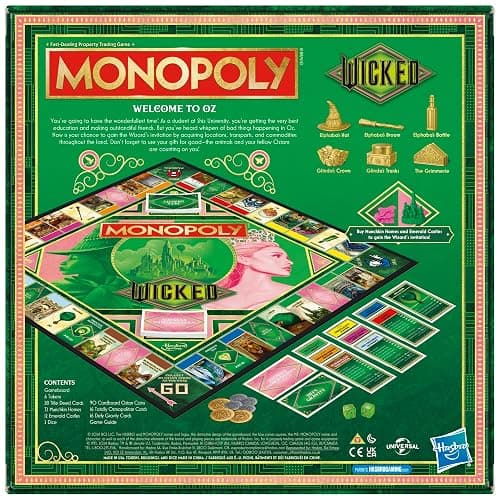 Monopoly Wicked Edition Board Game | Inspired by The Motion Picture | Ages 8+ | 2 to 6 Players | 30 Mins. | Family Games for Kids, Teens, and Adults thumbnail 3