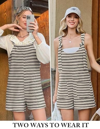 Yousify Womens Summer Casual Sleeveless Romper Loose Striped Tied Shorts Overalls Jumpsuit with Pockets 2026 Clothes thumbnail 2