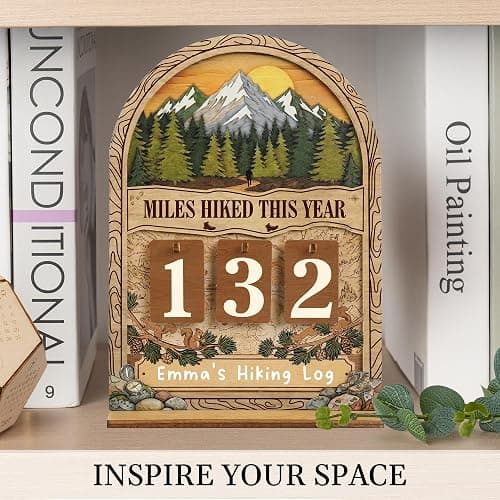Personalized Miles Hiked This Year Tracker Sign, Custom Wooden Hiking Log Counter, Unique Hiking Gifts for Men Women, Cool National Park Gifts for Hikers, Adventurers, Outdoor Enthusiasts, Adventure Trail Decor thumbnail 2
