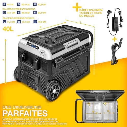 tillvex® Glacière à Compresseur | Congélateur Electrique avec Contrôle WiFi-APP, Port USB, 12/24 V 230V | Réfrigérateur jusqu'à -20 °C pour Voiture, Camion, Bateau, Camping-Car, Camping (Gris, 40 L) thumbnail 2