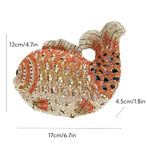 Tngan Women Mini Fish Clutch Luxury Rhinestones Purse Sparkling Banquet Handbag Wedding Party Clutch Bag thumbnail 4