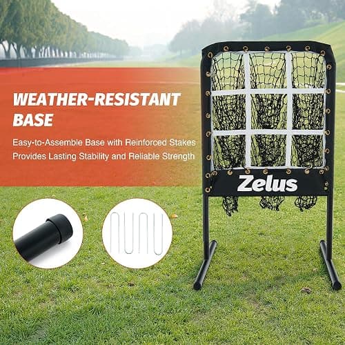 ZELUS Baseball Net with Target Pockets, Pitching Net with Strike Zone, Portable Pitcher Trainer Net, Height Adjustable Softball Baseball Training Equipment for Hitting and Pitching thumbnail 5