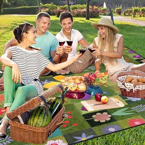Supfitness Extra Large Picnic Blankets Waterproof Foldable (60 "x 80") Beach Blanket Waterproof Sandproof,3-Layer Thicking Mat Outdoor Packable Camping Blanket thumbnail 2