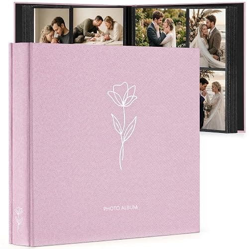 Photo Album 6x4 600 Photos Large Capacity, Linen Cover with Floral Pattern | Acid-Free Slip-in Photo Book Holds Horizontal Vertical Pictures for Family, Wedding, Baby, Anniversary & Travel Memory - Image 1