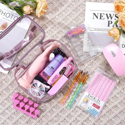 Nail Kit for Beginners with Everything, Practice Hand & Storage Gift Bag | Complete Acrylic Nail Starter Kit with Drill, Lamp, Acrylic Powder, Liquid Monomer and 12Color Glitter for Home Salon Gifting thumbnail 3