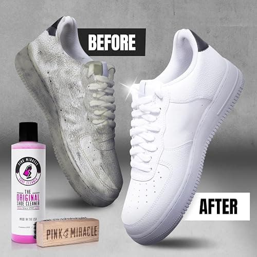 Pink Miracle Shoe Cleaner Kit with Bottle and Brush For Fabric Cleaner For Leather, Whites, Suede and Nubuck Sneakers thumbnail 2
