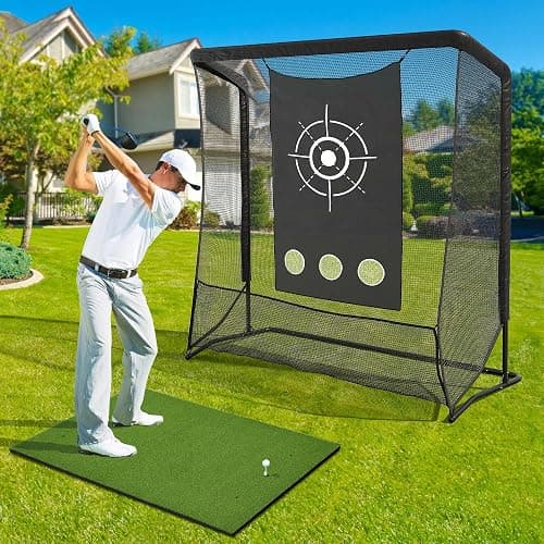 Golf Hitting Net, 10x7ft & 7x7ft Golf Practice Nets for Backyard Driving Chipping, Portable Heavy Duty Golf Impact Nets with Steel Frame, Indoor and Outdoor thumbnail 8