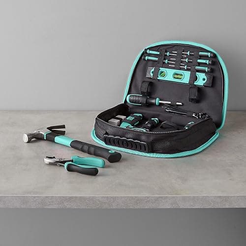 Amazon Basics 104-Piece Home Repair Household Tool Set with Easy Carrying Round Pouch, Portable Hand Tool Kit, Turquoise, 14.4 x 11.4 x 3 inches thumbnail 14