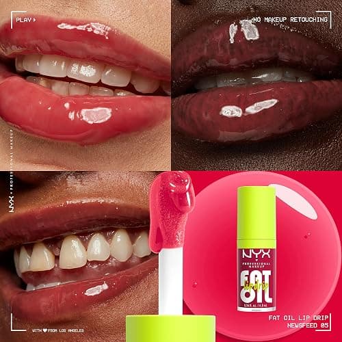 NYX PROFESSIONAL MAKEUP Fat Oil Lip Drip, Moisturizing Lip Oil Gloss, Vegan Tinted Formula, Up to 12 HR Hydration - Newsfeed (Rose Nude) - 05 Newsfeed - 0.16 Fl Oz (Pack of 1) thumbnail 3