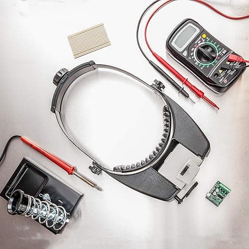 SE Illuminated Dual Lens Flip-In Head Magnifier, Head Magnifier, Tools for Repair & Precision Work, Adjustable Headlamp, 4.5X Loupe Magnifying, Black thumbnail 3