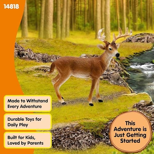 Schleich Wild Life - White Tail Buck Deer Figurine - Realistsic Wild Animal Figure for Boys and Girls - Educational Toys for Kids Ages 3+ | 14819 thumbnail 4