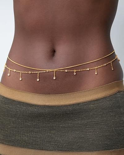 CHESKY Waist Chain for Women, Dainty 14k Gold Plated Waist Beads Gold Chain Belt for Womens Simple Body Chain Jewelry for Womens Belly Chain Y2k Belt Accessories Gold Jewelry for Women Gifts thumbnail 5