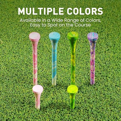 Amy Sport Golf Tees Wooden Stylish Painted 50 Pack | 40 Bamboo Tee 2 3/4 or 3 1/4 Inch with 10 Short 1 1/2 Inch Driving Range Tee, Low Friction Contact, Bright Color Easy to Find thumbnail 7