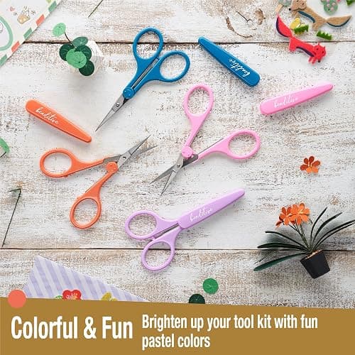 Beaditive High Precision Detail Scissors Set (2-Pc) Sharp, Fine Tips | Paper Cutting, Scrapbooking, Sewing, Crafting | Stainless Steel | Protective Cover (Mid Century) thumbnail 8