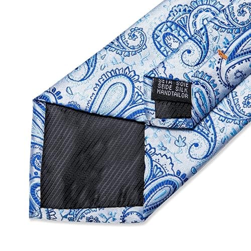 DiBanGu Silk Floral Ties for Men Woven Paisley Necktie and Tie Clip Handkerchief Cufflinks Set for Party Wedding thumbnail 6