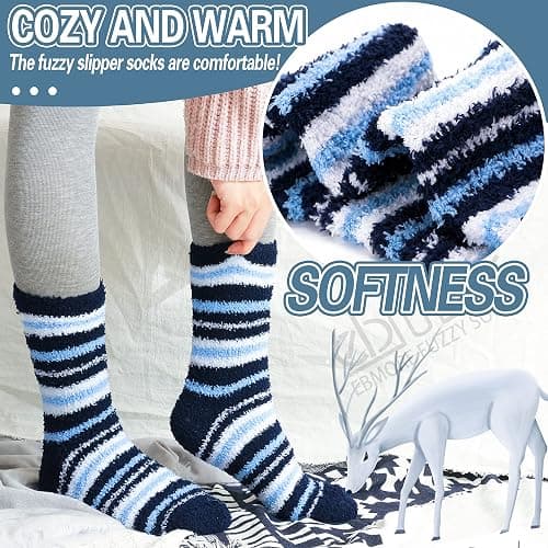 EBMORE Fuzzy Socks Warm Winter Slipper Fluffy Sleep Cozy Comfy Cabin Socks for Mens Womens thumbnail 3