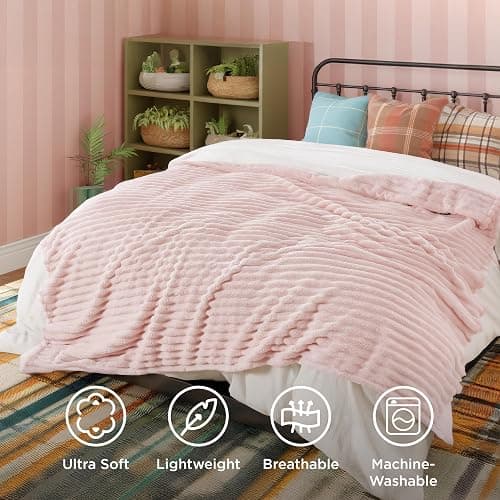 Bedsure Room Decor Full Blanket - Birthday Gifts for Women Men, Soft Fluffy Cozy Fuzzy Bed Blanket, Bedroom Decor Gifts for Him Her, 84X90'', Crystal Pink thumbnail 5